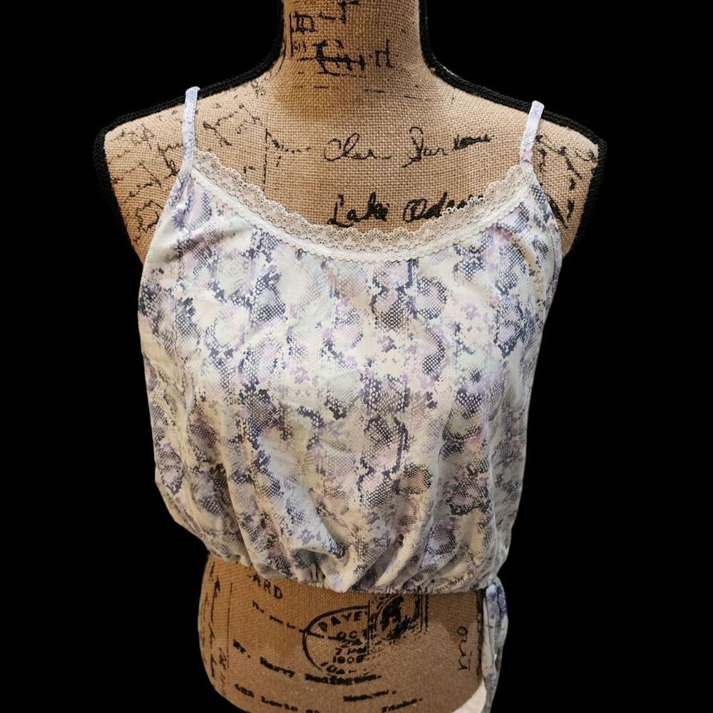 Jessica Simpson Crop Top Wmn SZ Large Snakeskin Lace Soft Summer Vacation Dainty